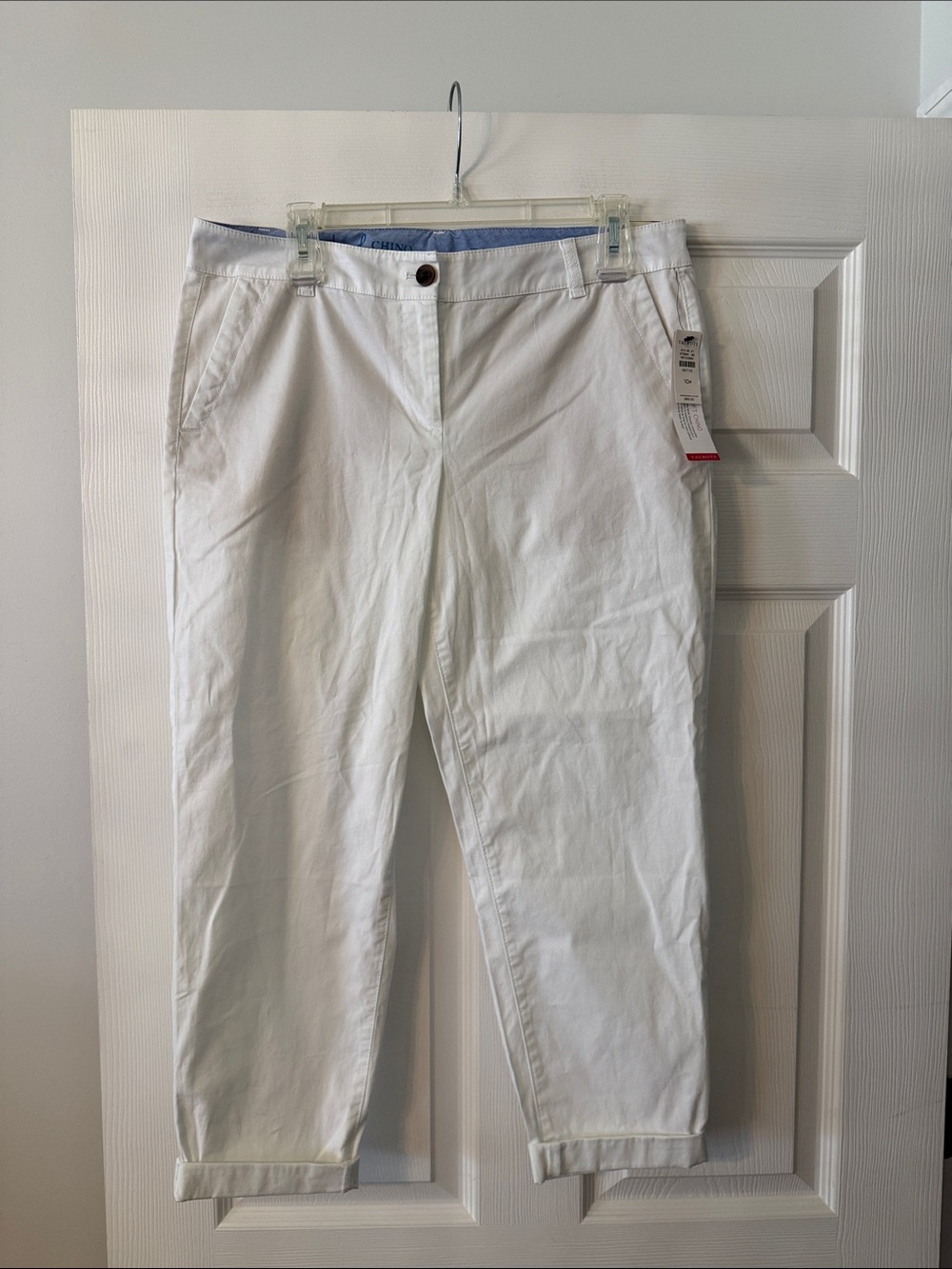 TALBOTS THE WEEKEND CHINO women’s White Cotton Chino Pants - Classic Fit size 10